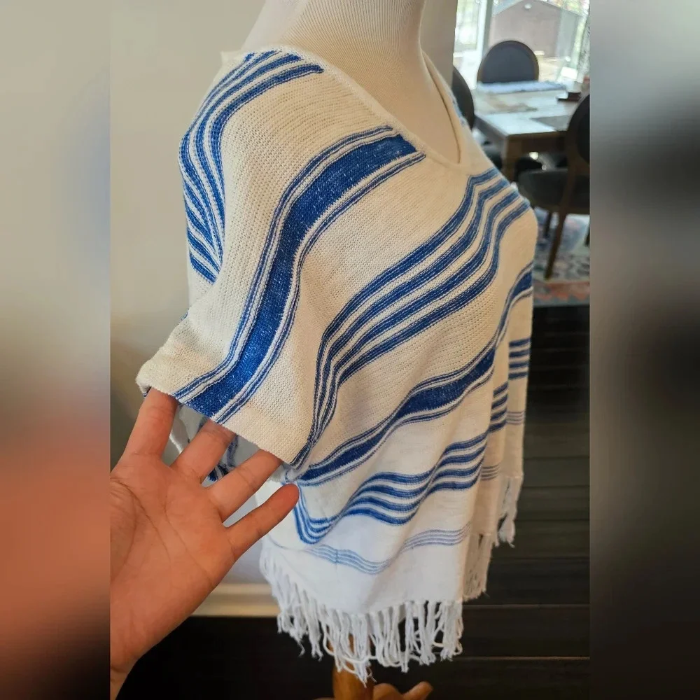 Lauren Jeans Co Ralph Lauren •Size Small• White Blue Striped Linen Cotton Blend - Picture 2 of 7